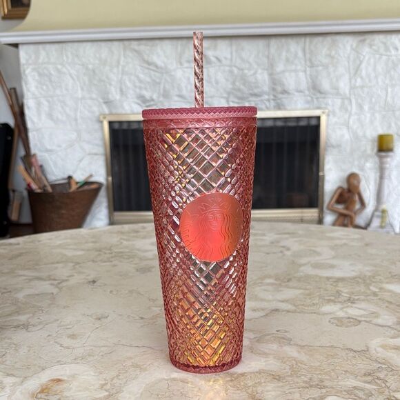 Starbucks 2021 Winter Holiday Jeweled Tumbler Cold Cup 24oz Rose Gold Christmas - Picture 5 of 13